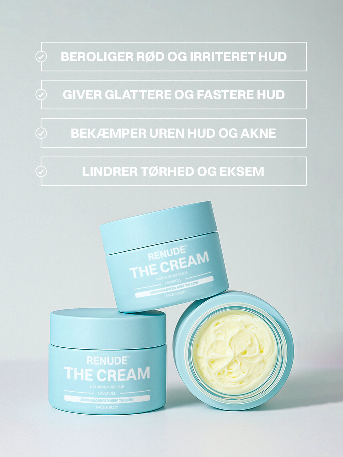 Renude The Cream med listede hudfordele og produktfoto