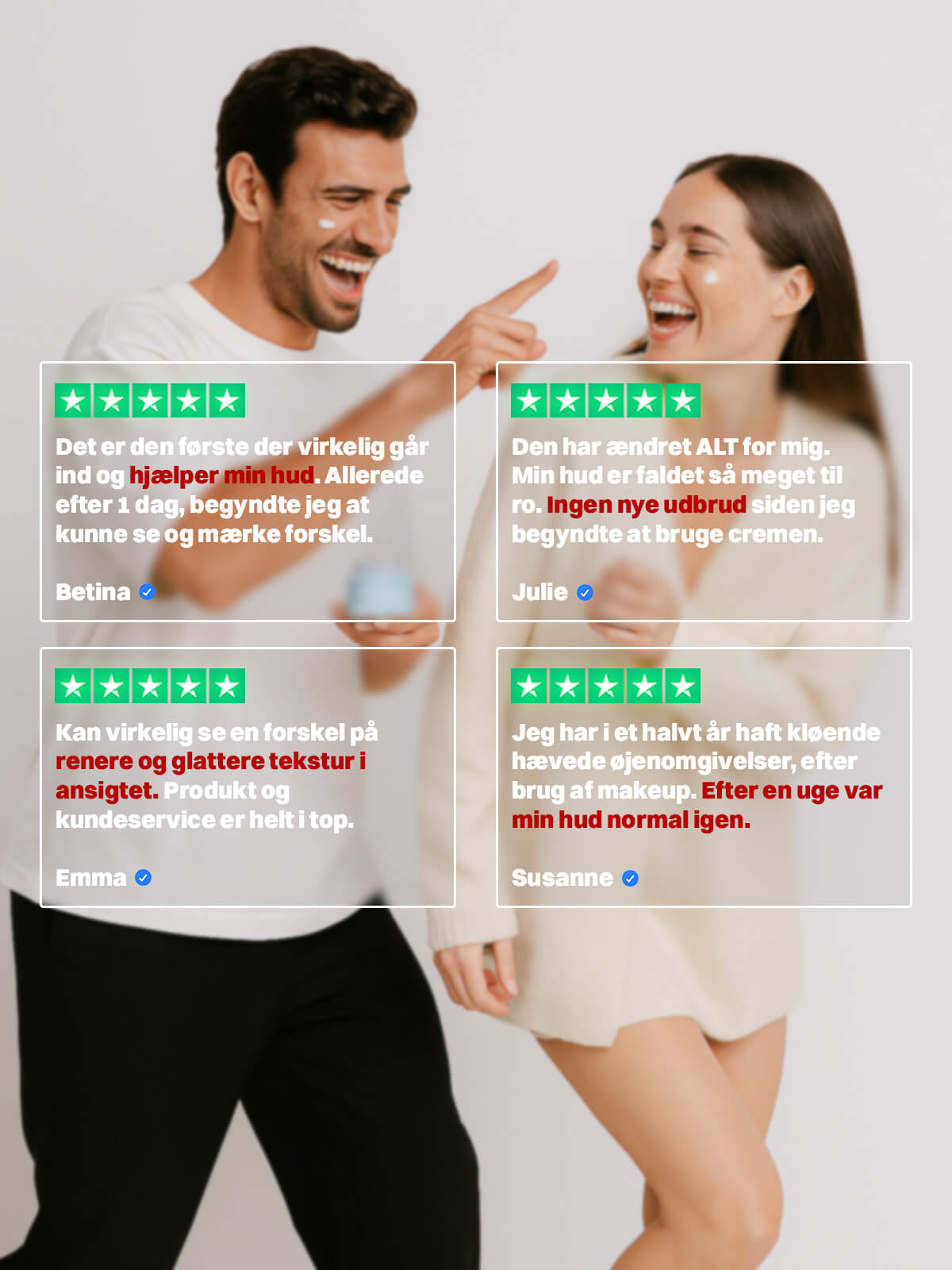 Kunder smiler mens Renude The Cream anmeldelser vises i overlay