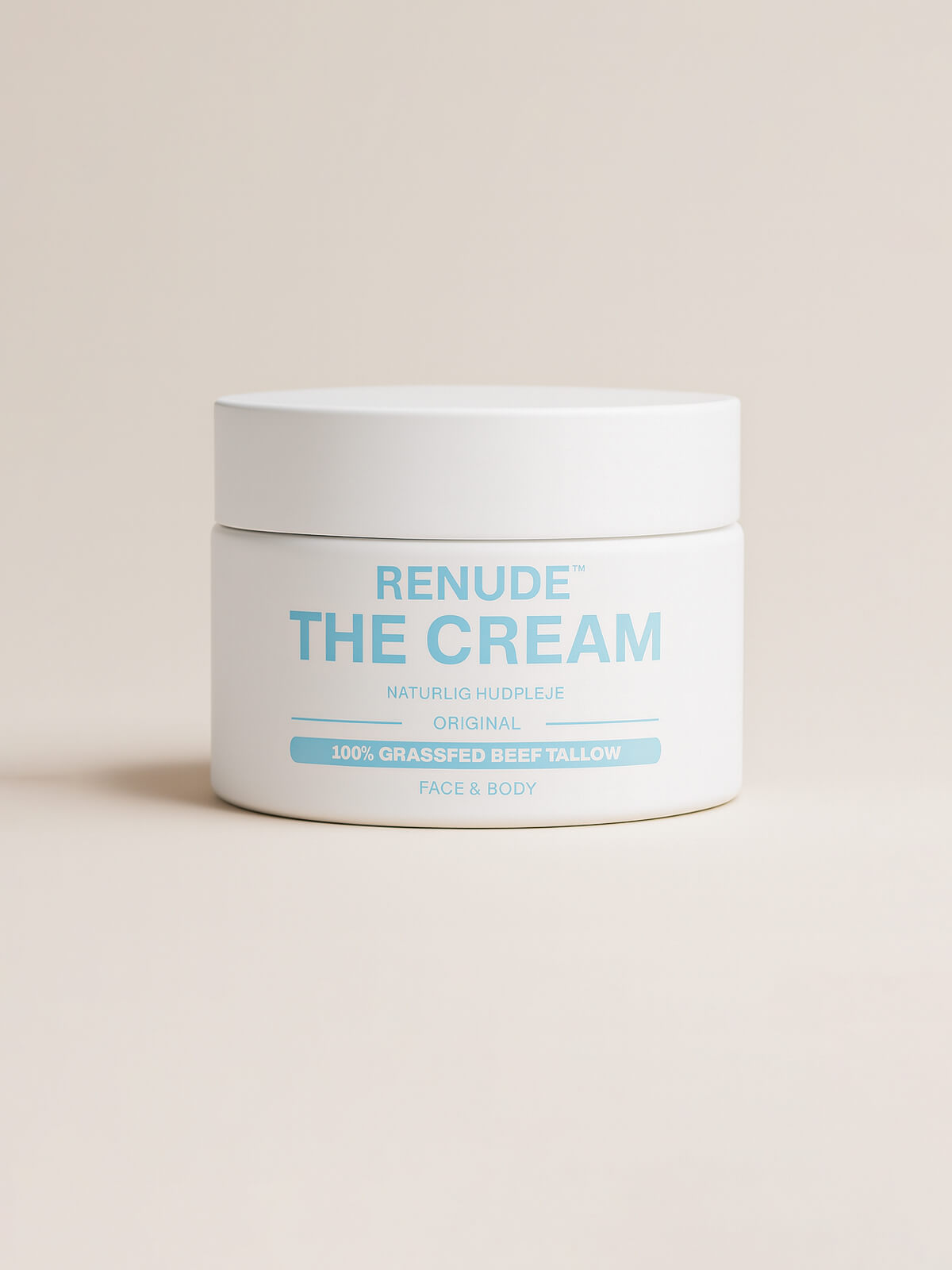 Close-up af Renude The Cream fugtighedscreme krukke